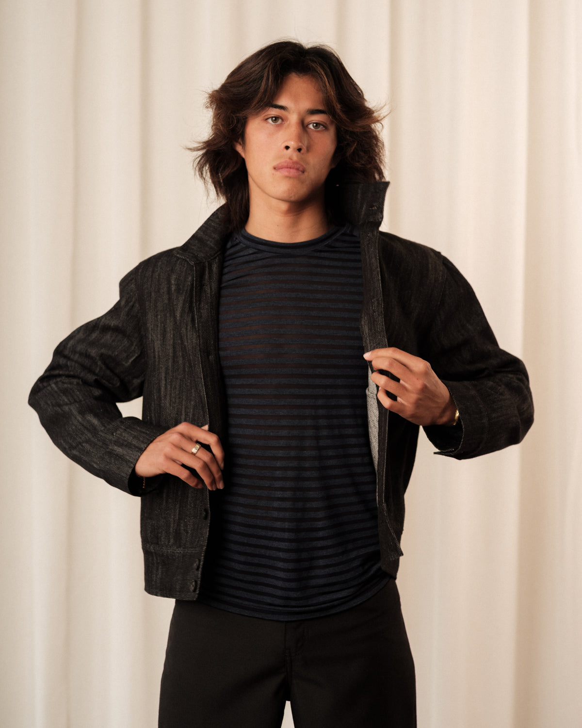 'Clinton' Jacket in Black Denim