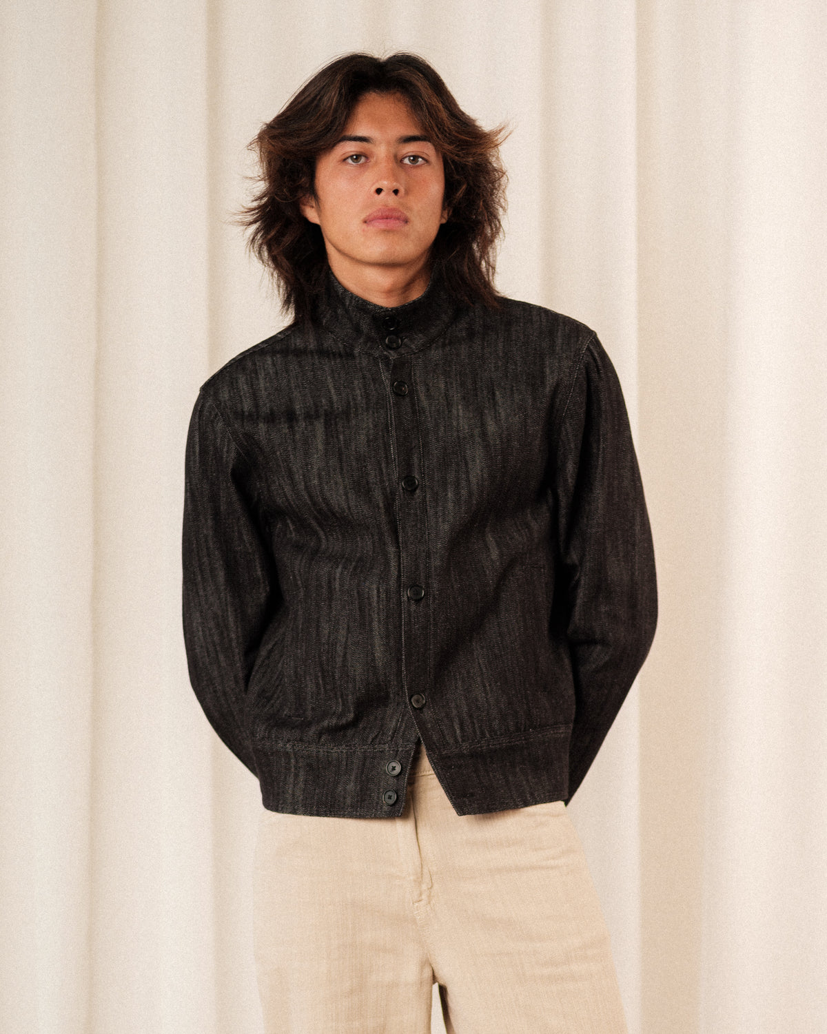 'Clinton' Jacket in Black Denim