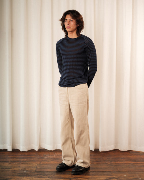 'Al' Raglan Longsleeve In Blue Stripe